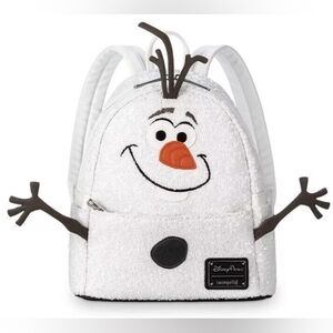 Loungefly Disney Parks White Sequined Frozen OLAF Mini Backpack  